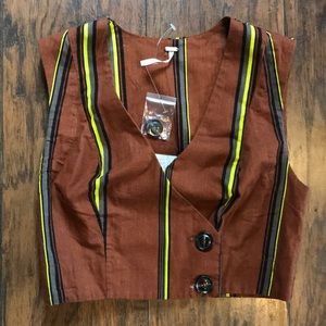 Free People Crop Button Up Top